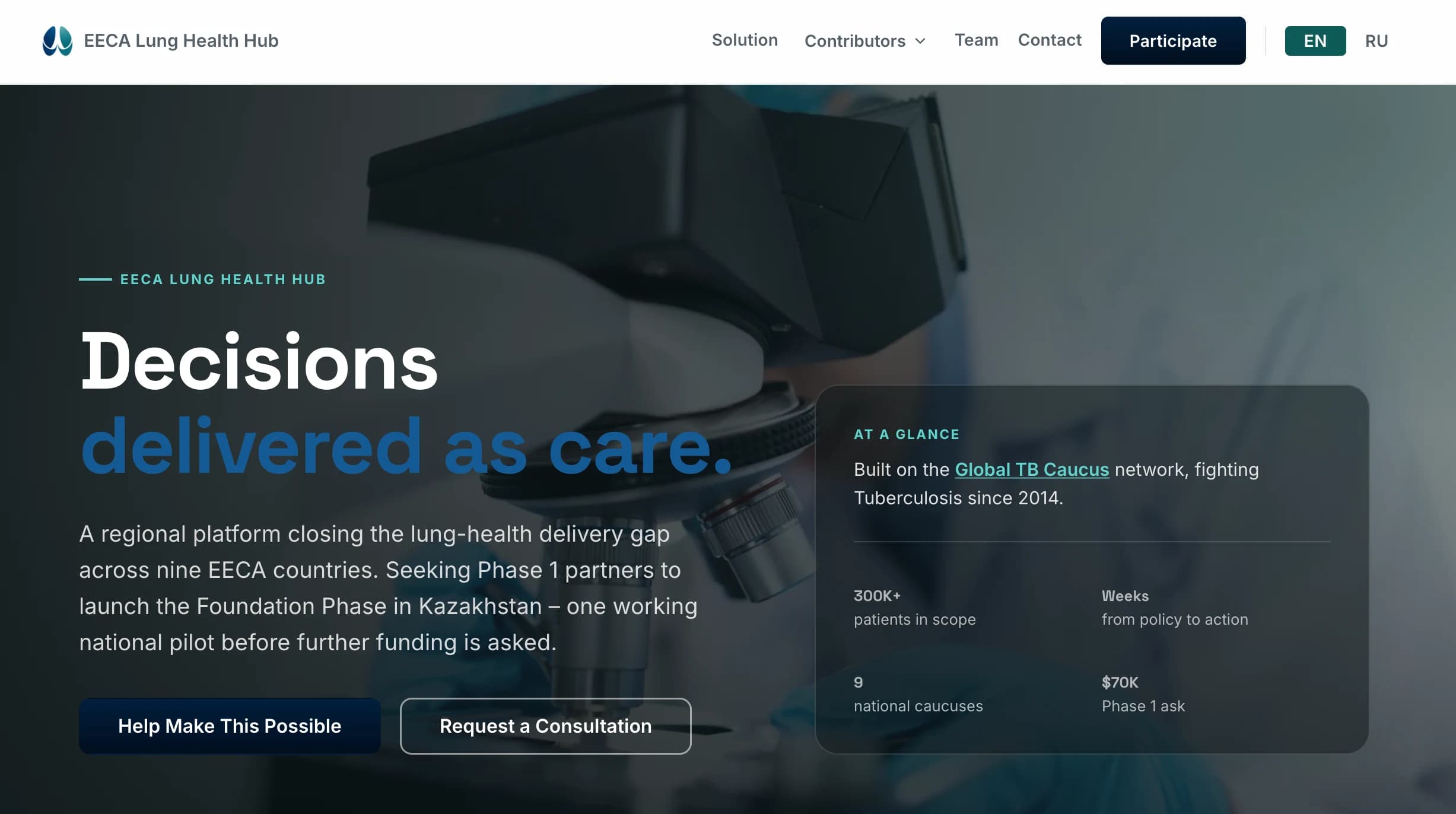 EECA Lung Health Hub — interface