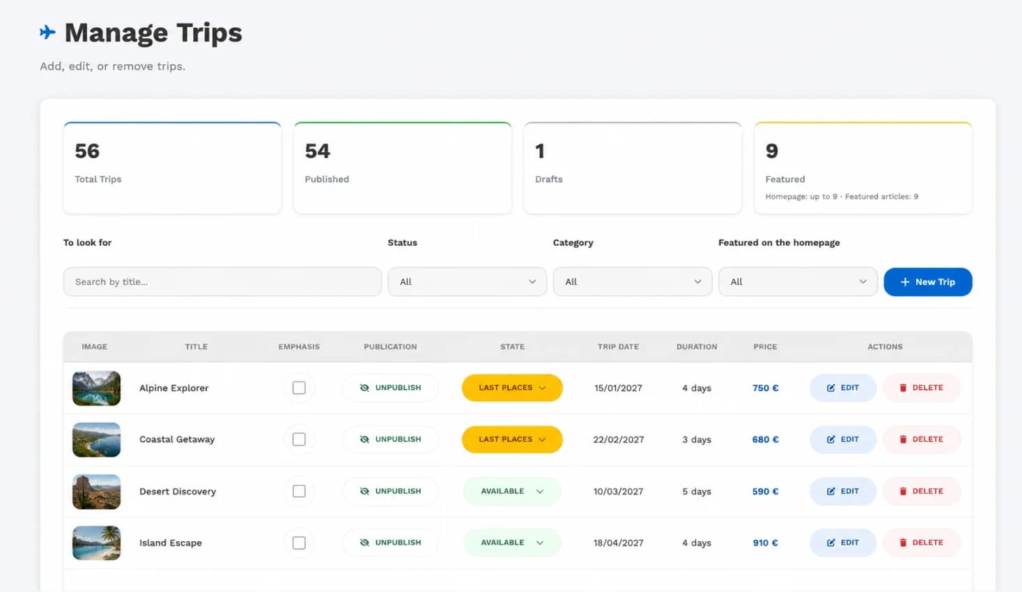 Transserrano — trip management