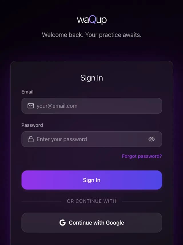 waQup — sign in
